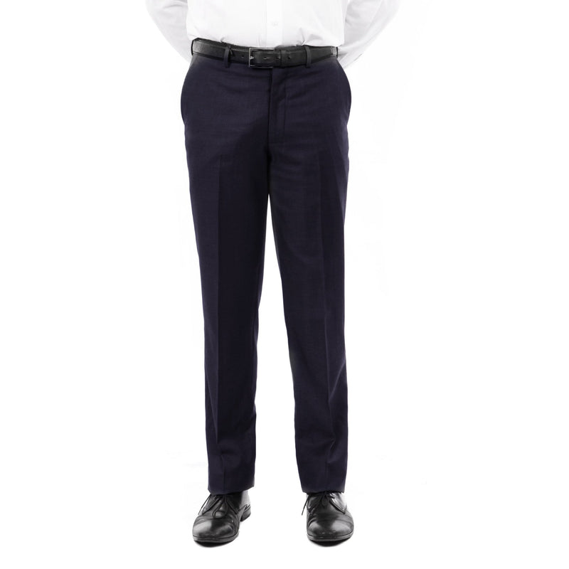 Slim Fit Hemmed Bottom Dress Pants Solid Navy - Bundle Bus