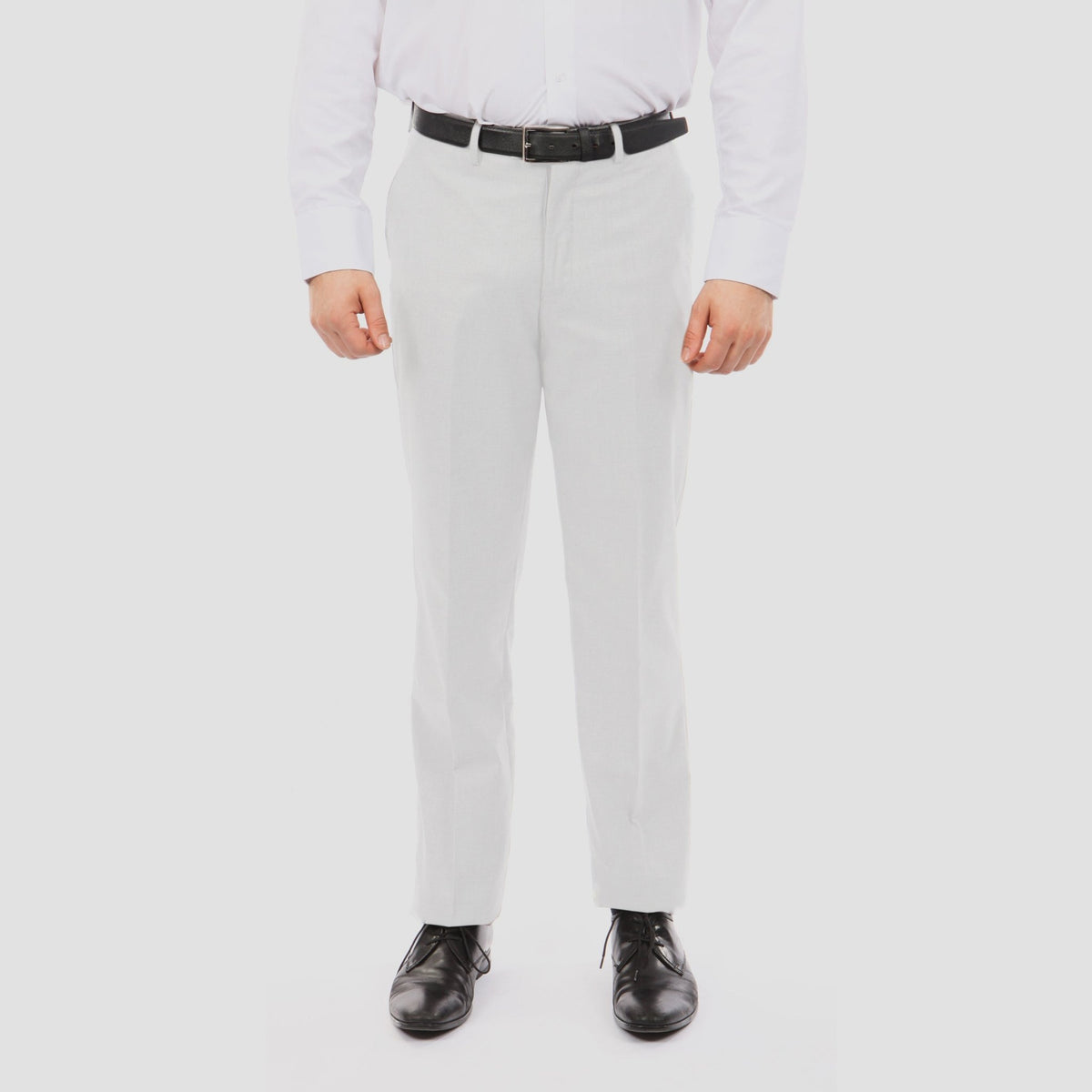 Slim Fit Hemmed Bottom Dress Pants Solid White - Bundle Bus