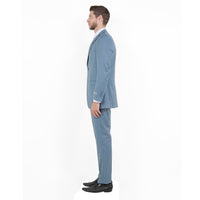 Smoke Blue Men's 2pc Sharkskin Suit Slim - Fit - Bundle Bus