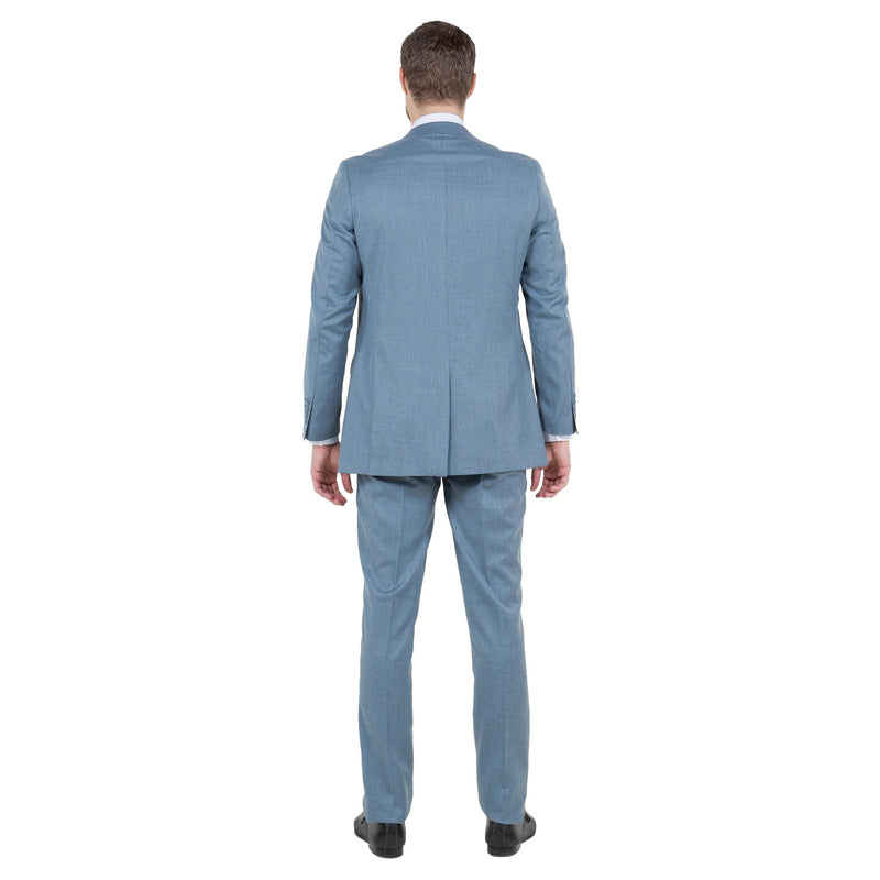 Smoke Blue Men's 2pc Sharkskin Suit Slim - Fit - Bundle Bus