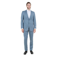 Smoke Blue Men's 2pc Sharkskin Suit Slim - Fit - Bundle Bus