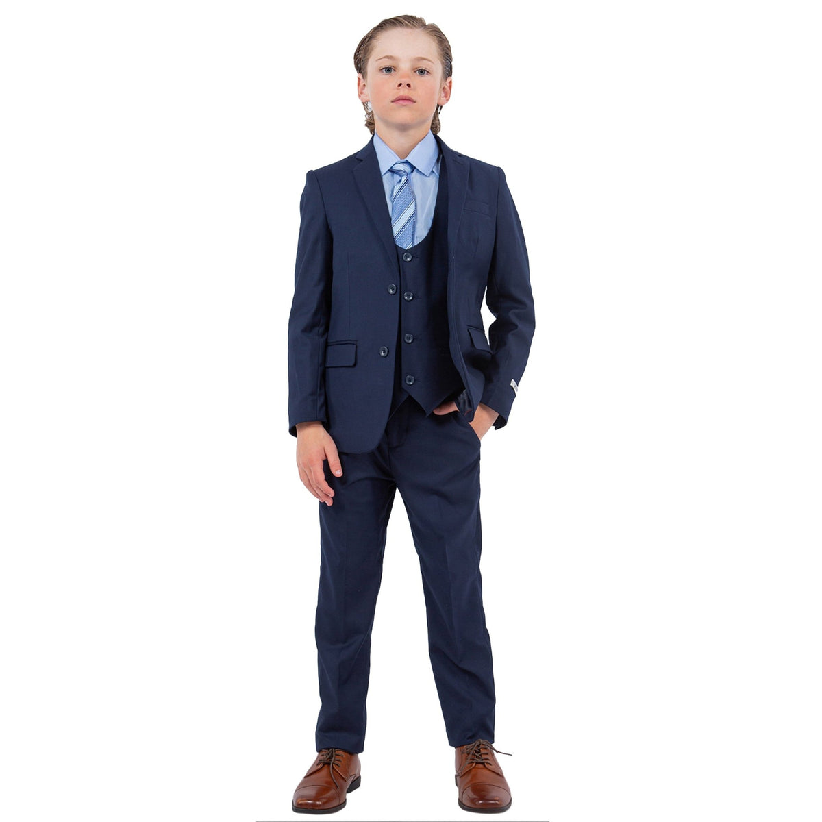 Stacy Adams Boy's 5pc Solid Suit - Bundle Bus