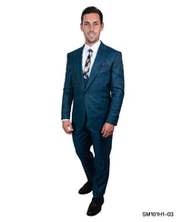 Stacy Adams Glen - Check Hybrid Fit Suit, Deep Ocean Blue - Bundle Bus