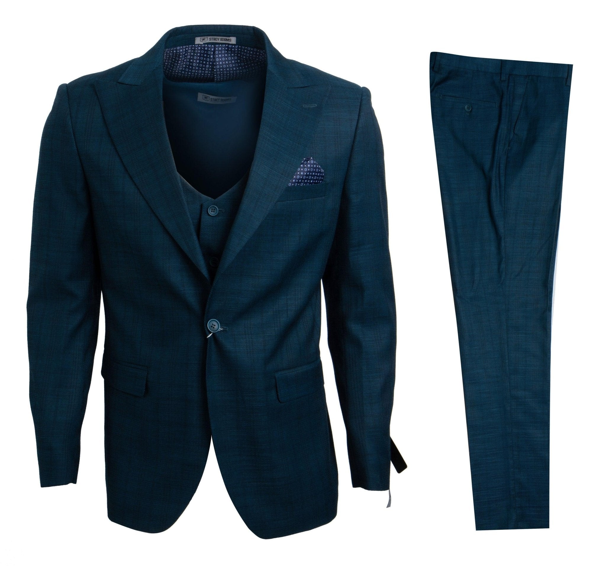 Stacy Adams Glen - Check Hybrid Fit Suit, Deep Ocean Blue - Bundle Bus