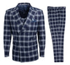 Stacy Adams Hybrid Fit Double - Breast Suit, Navy Blue & White Plaid - Bundle Bus