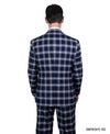 Stacy Adams Hybrid Fit Double - Breast Suit, Navy Blue & White Plaid - Bundle Bus