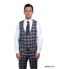 Stacy Adams Hybrid Fit Double - Breast Suit, Neutral Plaid - Bundle Bus