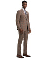 Stacy Adams Hybrid - Fit Double - Breast Vested Suit, Windowpane Brown - Bundle Bus