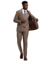 Stacy Adams Hybrid - Fit Double - Breast Vested Suit, Windowpane Brown - Bundle Bus