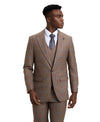 Stacy Adams Hybrid - Fit Double - Breast Vested Suit, Windowpane Brown - Bundle Bus