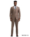 Stacy Adams Hybrid - Fit Double - Breast Vested Suit, Windowpane Brown - Bundle Bus