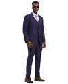 Stacy Adams Hybrid - Fit Suit w/ Double Breasted Vest, Purple - Bundle Bus