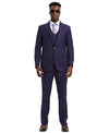 Stacy Adams Hybrid - Fit Suit w/ Double Breasted Vest, Purple - Bundle Bus