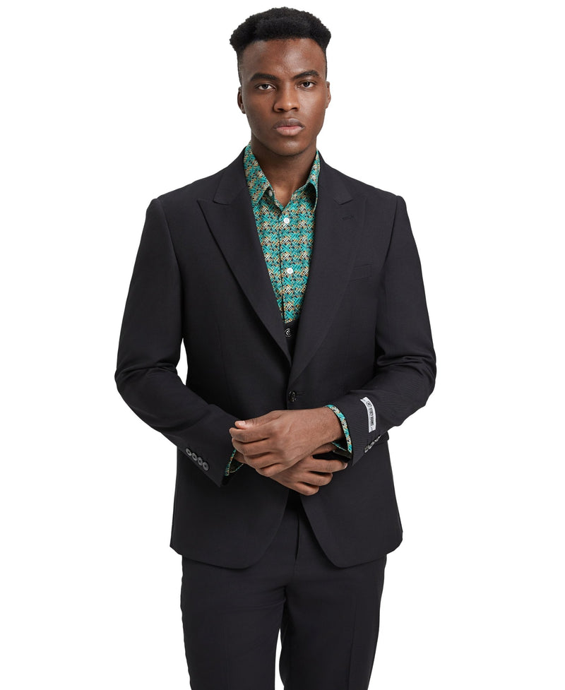 Stacy Adams Hybrid Fit U - Shaped Vested Suit, Black - Bundle Bus