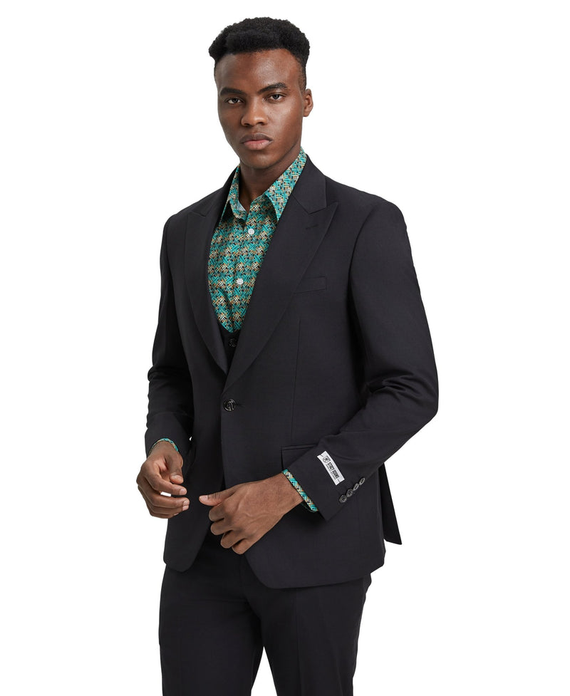 Stacy Adams Hybrid Fit U - Shaped Vested Suit, Black - Bundle Bus