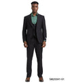 Stacy Adams Hybrid Fit U - Shaped Vested Suit, Black - Bundle Bus