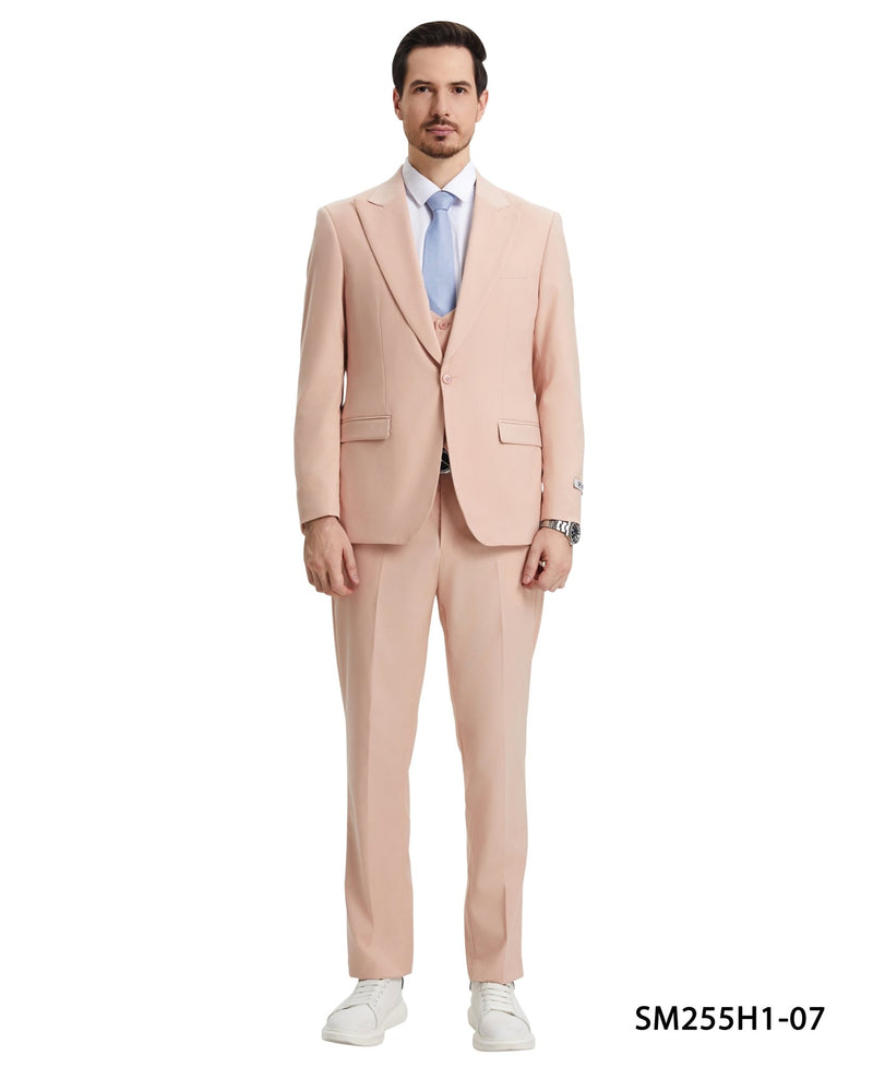 Stacy Adams Hybrid Fit U - Shaped Vested Suit, Blush - Bundle Bus