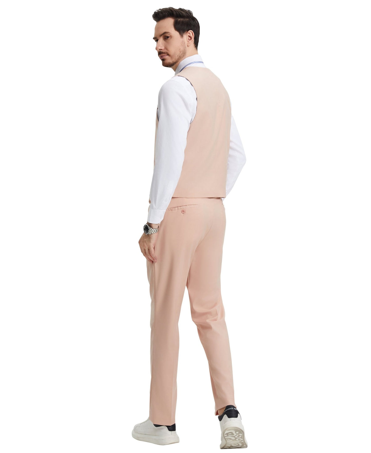 Stacy Adams Hybrid Fit U - Shaped Vested Suit, Blush - Bundle Bus