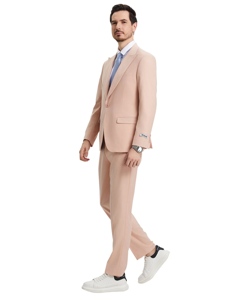 Stacy Adams Hybrid Fit U - Shaped Vested Suit, Blush - Bundle Bus