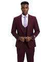 Stacy Adams Hybrid Fit U - Shaped Vested Suit, Burgundy - Bundle Bus