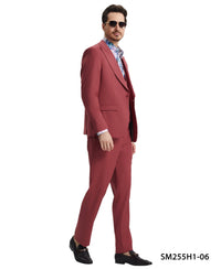 Stacy Adams Hybrid Fit U - Shaped Vested Suit, Coral - Bundle Bus