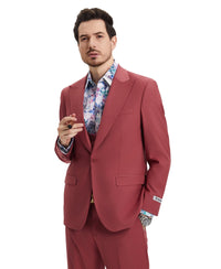 Stacy Adams Hybrid Fit U - Shaped Vested Suit, Coral - Bundle Bus