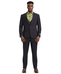 Stacy Adams Hybrid Fit U - Shaped Vested Suit, Dark Gray - Bundle Bus