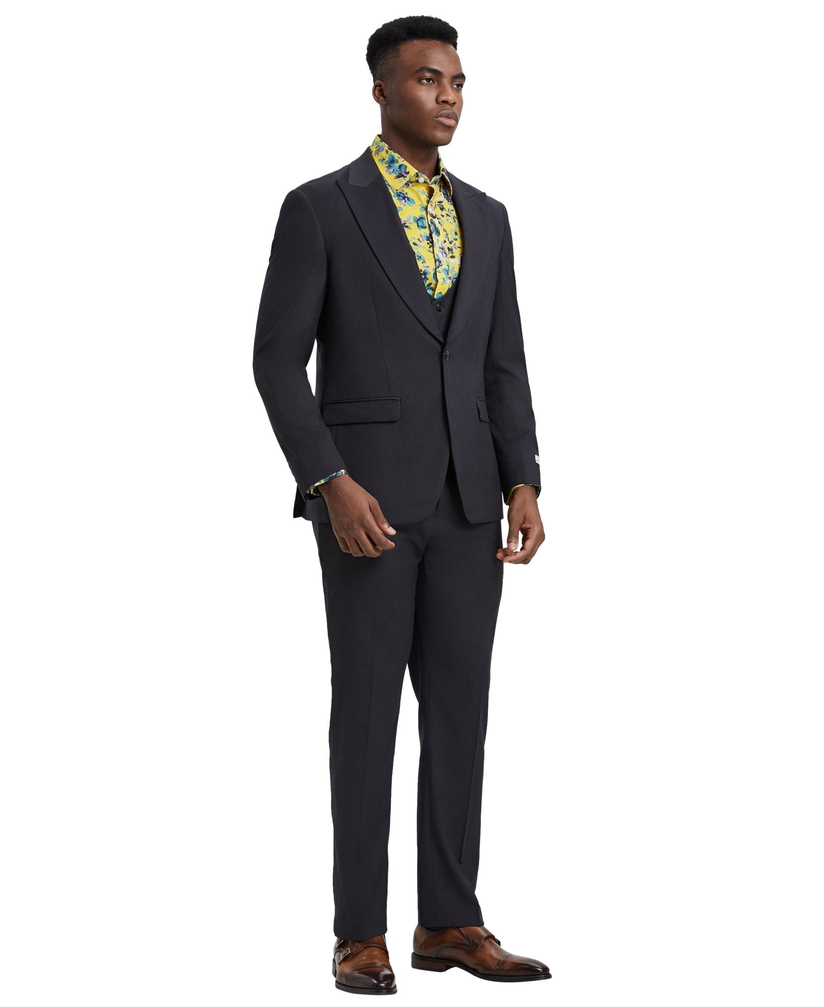 Stacy Adams Hybrid Fit U - Shaped Vested Suit, Dark Gray - Bundle Bus