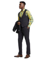 Stacy Adams Hybrid Fit U - Shaped Vested Suit, Dark Gray - Bundle Bus