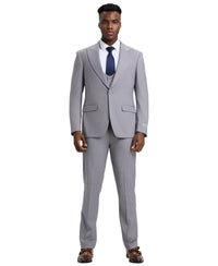 Stacy Adams Hybrid Fit U - Shaped Vested Suit, Grey - Bundle Bus