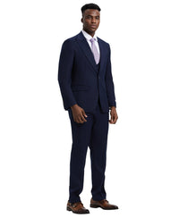 Stacy Adams Hybrid Fit U - Shaped Vested Suit, Navy - Bundle Bus