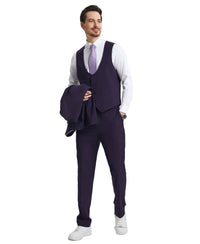 Stacy Adams Hybrid Fit U - Shaped Vested Suit, Purple - Bundle Bus