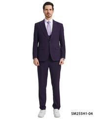 Stacy Adams Hybrid Fit U - Shaped Vested Suit, Purple - Bundle Bus