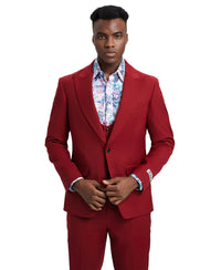 Stacy Adams Hybrid Fit U - Shaped Vested Suit, Red - Bundle Bus