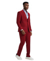 Stacy Adams Hybrid Fit U - Shaped Vested Suit, Red - Bundle Bus