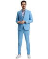 Stacy Adams Hybrid Fit U - Shaped Vested Suit, Sky Blue - Bundle Bus