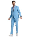 Stacy Adams Hybrid Fit U - Shaped Vested Suit, Sky Blue - Bundle Bus