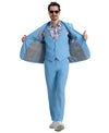 Stacy Adams Hybrid Fit U - Shaped Vested Suit, Sky Blue - Bundle Bus