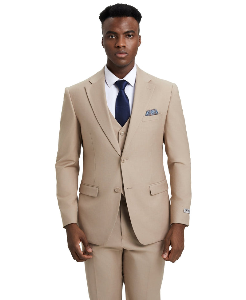 Stacy Adams Hybrid - Fit Vested Suit, Almond Latte - Bundle Bus