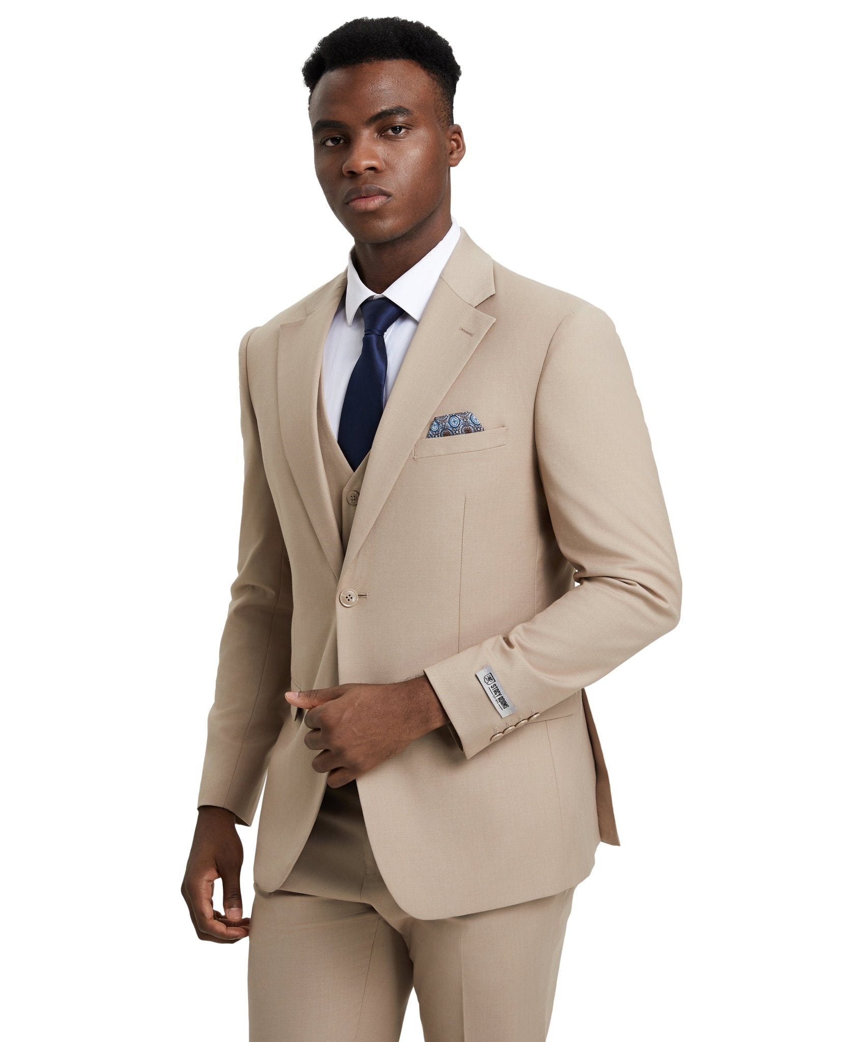 Stacy Adams Hybrid - Fit Vested Suit, Almond Latte - Bundle Bus