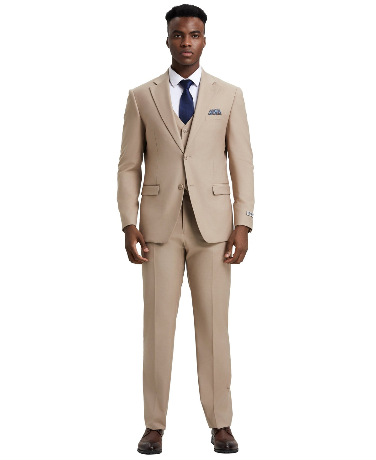 Stacy Adams Hybrid - Fit Vested Suit, Almond Latte - Bundle Bus