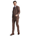 Stacy Adams Hybrid - Fit Vested Suit, Brown Plaid - Bundle Bus