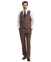 Stacy Adams Hybrid - Fit Vested Suit, Brown Plaid - Bundle Bus