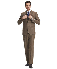 Stacy Adams Hybrid - Fit Vested Suit, Brown Tweed - Bundle Bus