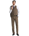 Stacy Adams Hybrid - Fit Vested Suit, Brown Tweed - Bundle Bus