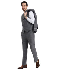 Stacy Adams Hybrid - Fit Vested Suit, Grey Tweed - Bundle Bus