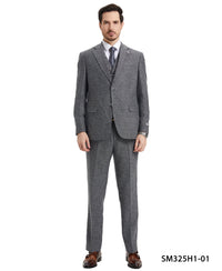 Stacy Adams Hybrid - Fit Vested Suit, Grey Tweed - Bundle Bus