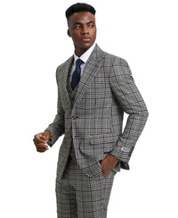 Stacy Adams Hybrid - Fit Vested Suit, Plaid Black - Bundle Bus