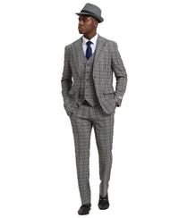 Stacy Adams Hybrid - Fit Vested Suit, Plaid Black - Bundle Bus