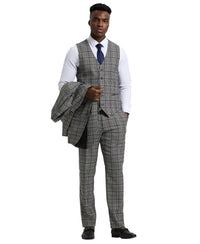 Stacy Adams Hybrid - Fit Vested Suit, Plaid Black - Bundle Bus